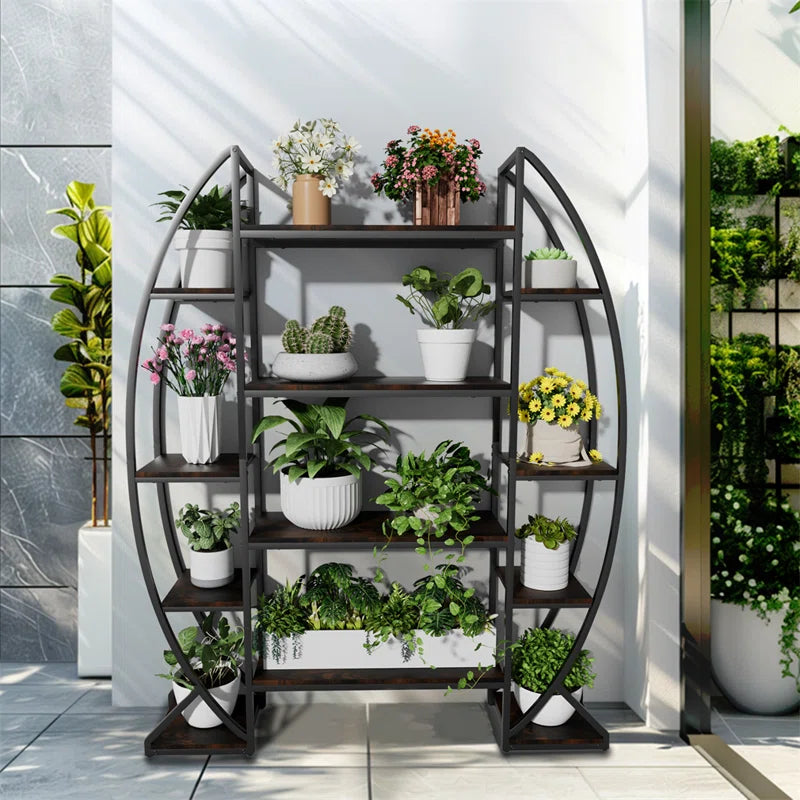 Metal Plant Stand Multi-Tiered Flower Pot Rack For Garden Patio OUCH CART