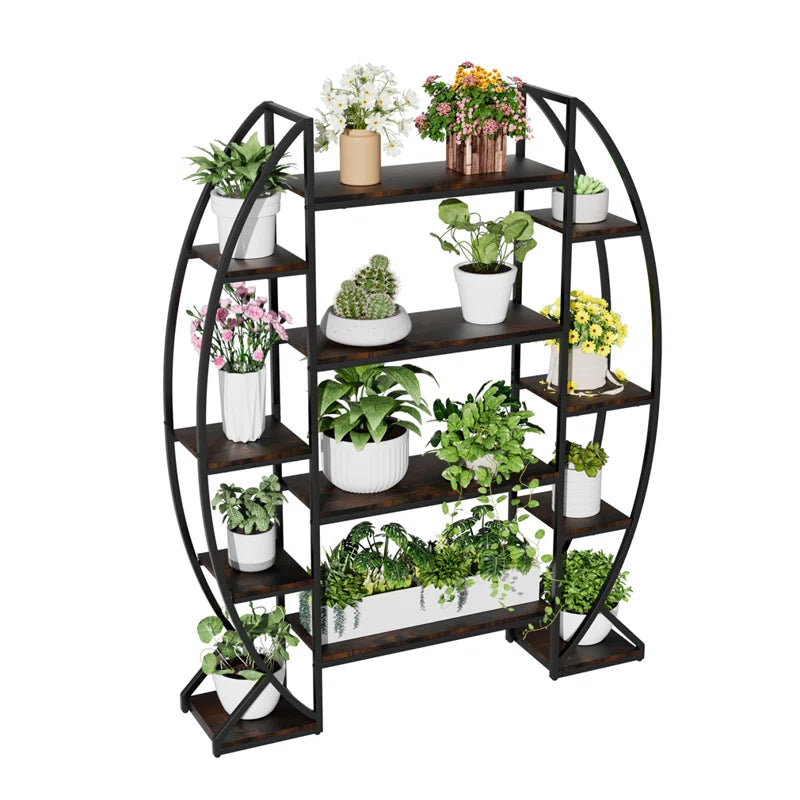 Metal Plant Stand Multi-Tiered Flower Pot Rack For Garden Patio OUCH CART