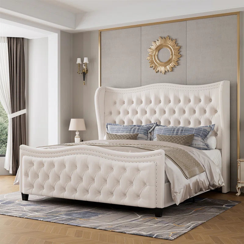 Metter Upholstered Wingback Bed for Ultimate Comfort and Style OUCH CART