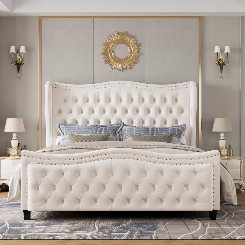 Metter Upholstered Wingback Bed for Ultimate Comfort and Style OUCH CART