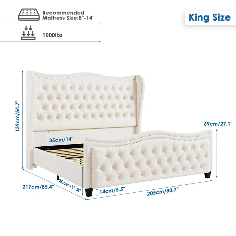 Metter Upholstered Wingback Bed for Ultimate Comfort and Style OUCH CART
