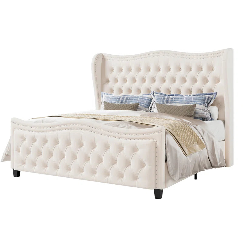 Metter Upholstered Wingback Bed for Ultimate Comfort and Style OUCH CART