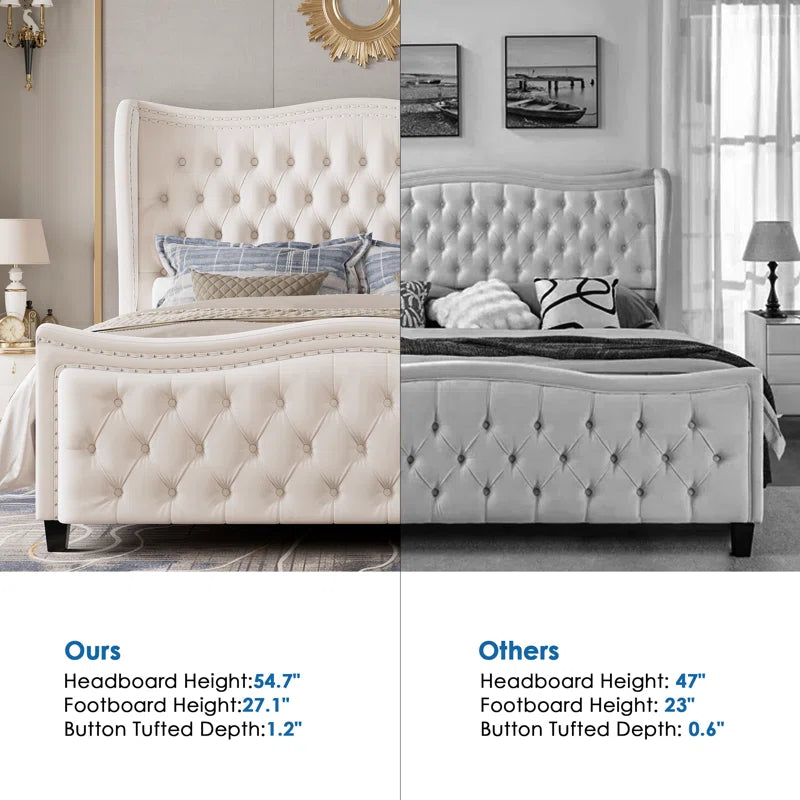 Metter Upholstered Wingback Bed for Ultimate Comfort and Style OUCH CART
