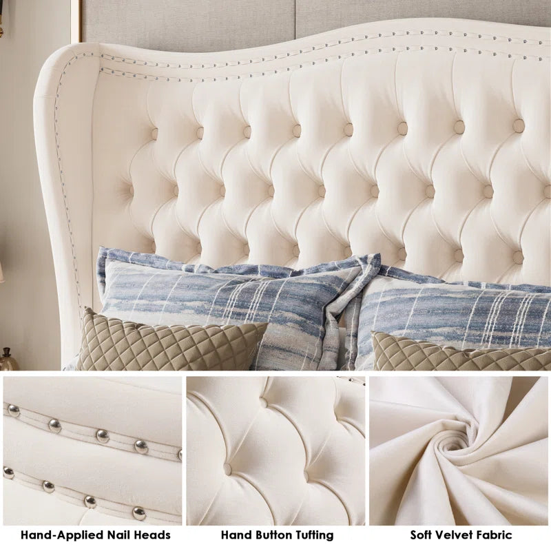 Metter Upholstered Wingback Bed for Ultimate Comfort and Style OUCH CART
