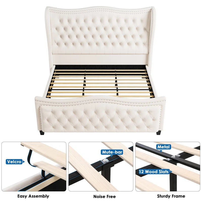 Metter Upholstered Wingback Bed for Ultimate Comfort and Style OUCH CART