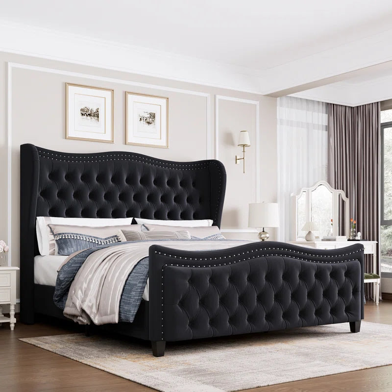 Metter Upholstered Wingback Bed for Ultimate Comfort and Style OUCH CART