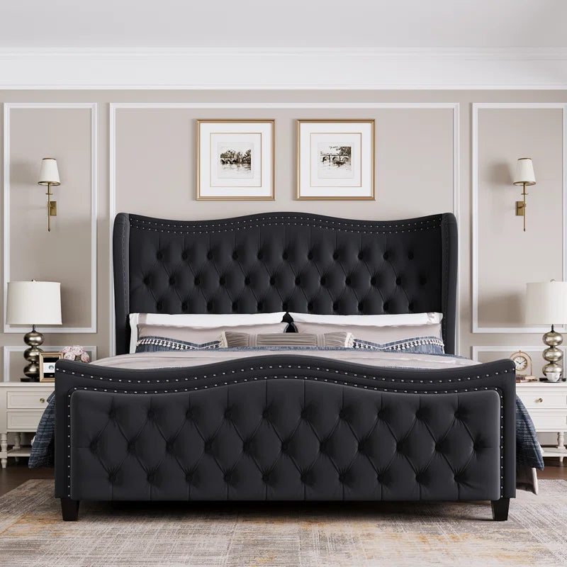 Metter Upholstered Wingback Bed for Ultimate Comfort and Style OUCH CART
