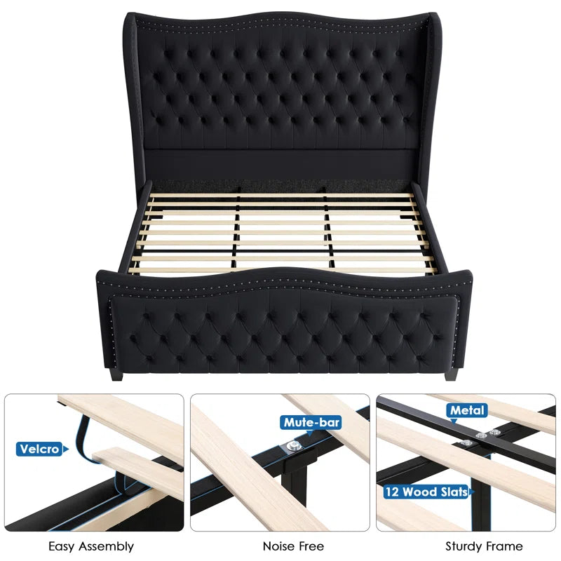 Metter Upholstered Wingback Bed for Ultimate Comfort and Style OUCH CART