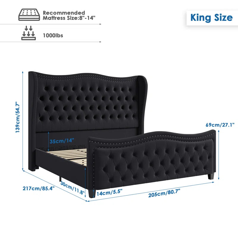 Metter Upholstered Wingback Bed for Ultimate Comfort and Style OUCH CART