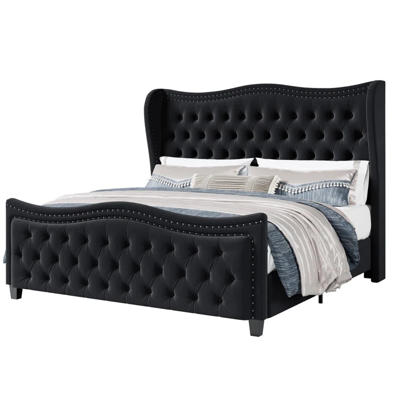 Metter Upholstered Wingback Bed for Ultimate Comfort and Style OUCH CART