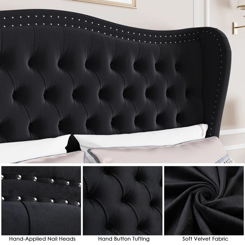 Metter Upholstered Wingback Bed for Ultimate Comfort and Style OUCH CART
