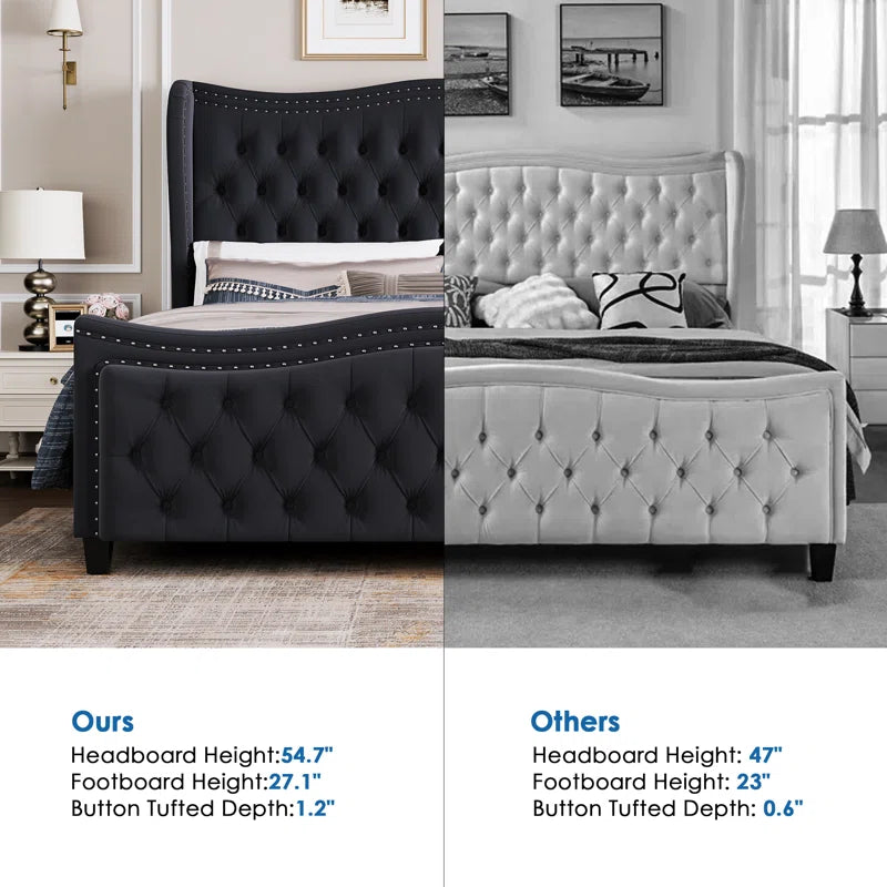 Metter Upholstered Wingback Bed for Ultimate Comfort and Style OUCH CART