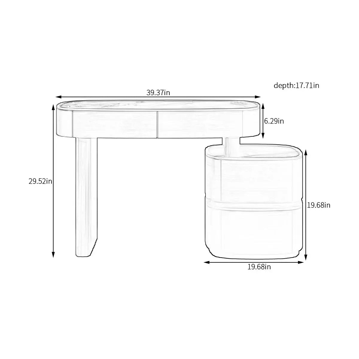 Mhosin Dressing Table without Mirror – Modern Makeup Organizer-OUCH CART |Dressing table
