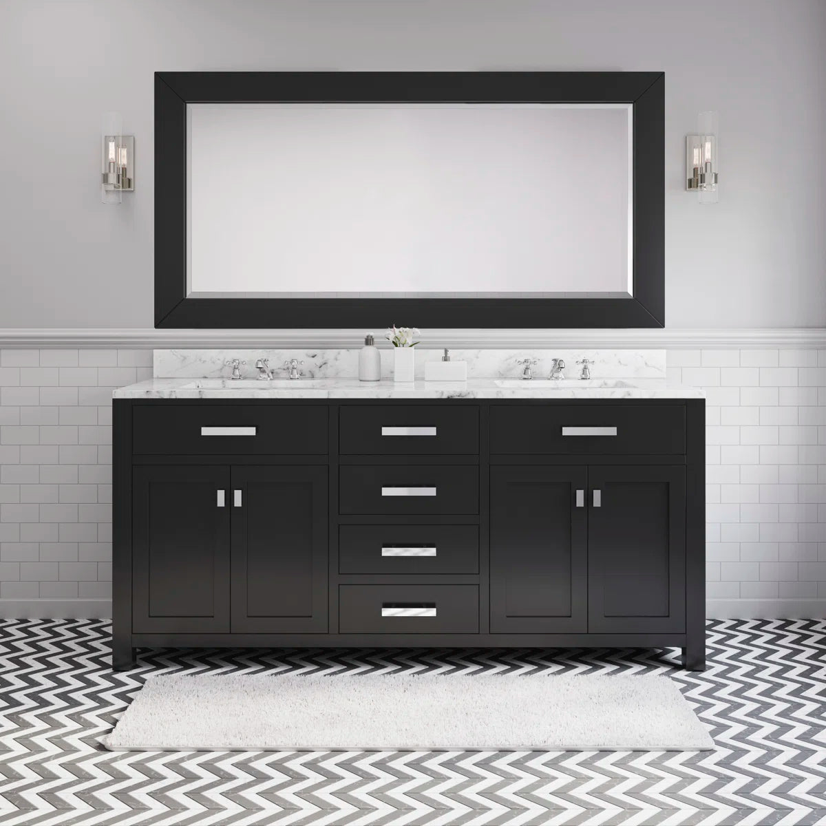 Black Bathroom Vanity with Marble Top