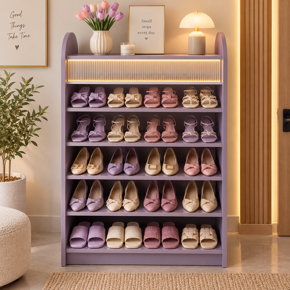 Modern Lavender Shoe Rack for Home Large Shoe Organizer for Bedroom & Entryway