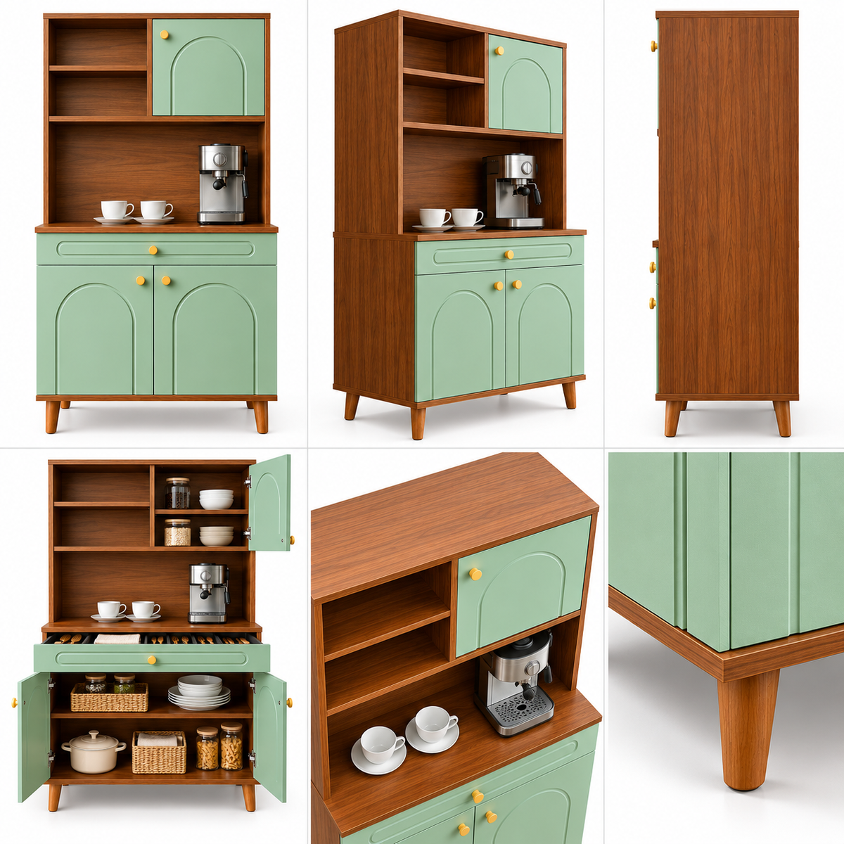 Modern Wooden Kitchen Cabinet with Coffee Station OUCH CART