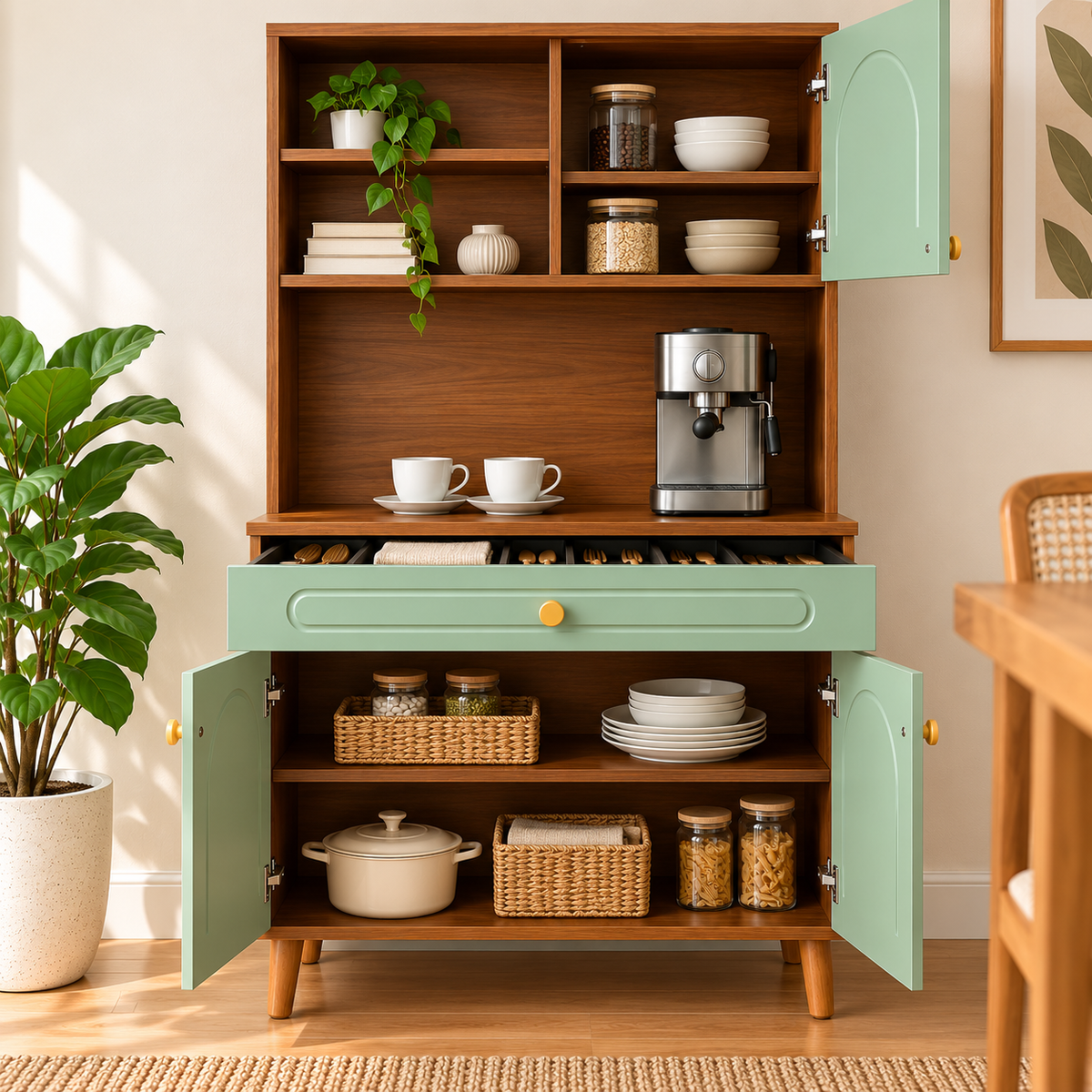 Modern Wooden Kitchen Cabinet with Coffee Station OUCH CART