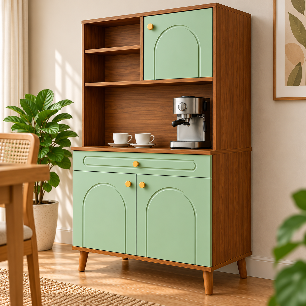 Modern Wooden Kitchen Cabinet with Coffee Station OUCH CART