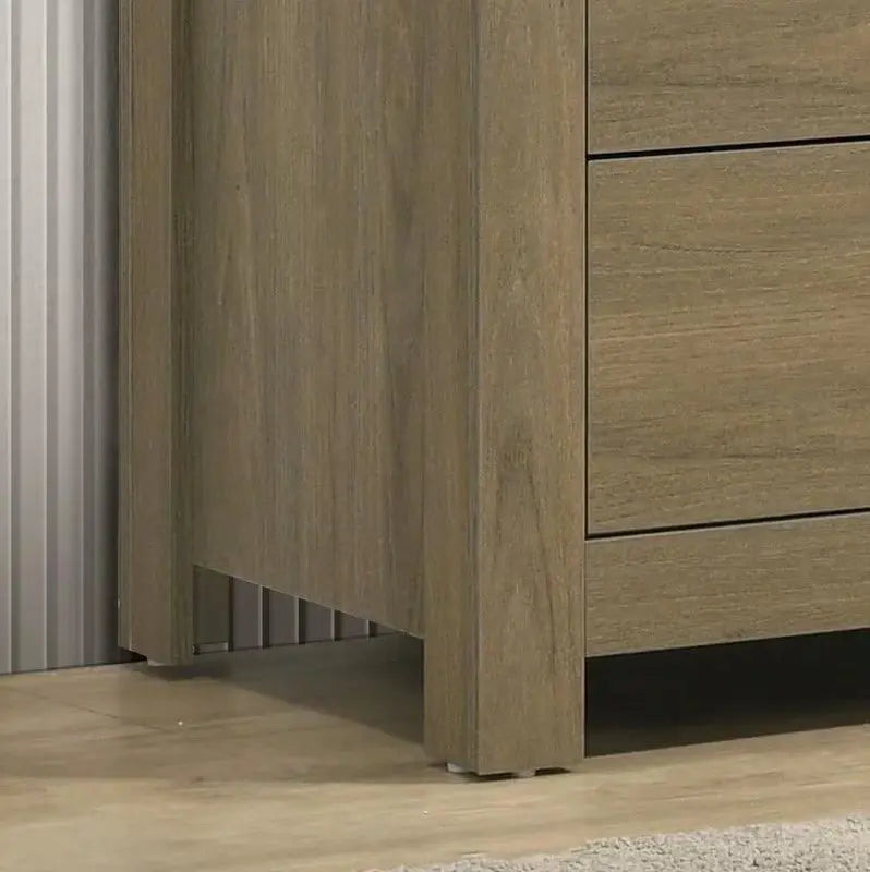 Stylish Modern Coffee Gray Oak Dresser – Finn 51" Wide 6-Drawer Chest with Black Handles-OUCH CART |Dressing table