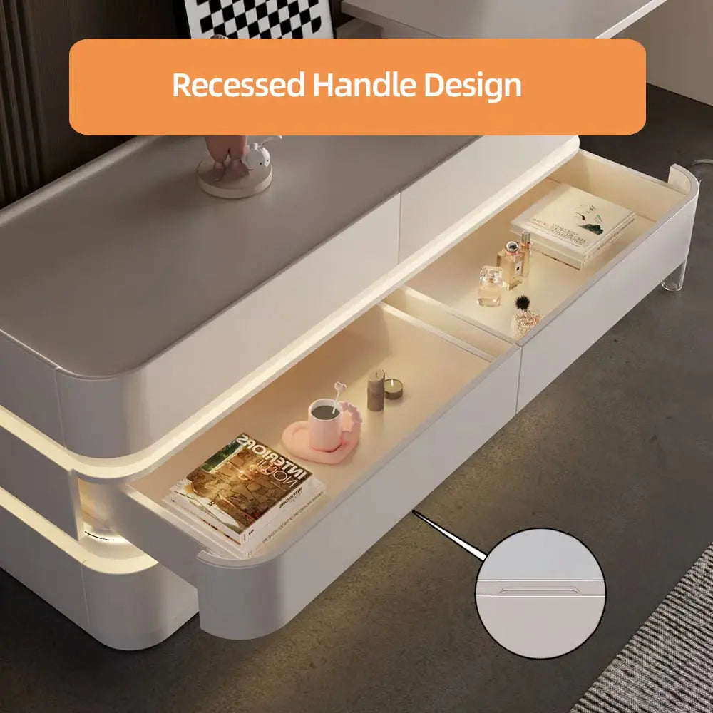 360° Rotating LED Makeup Vanity Desk with 6 Drawers and Modern Design