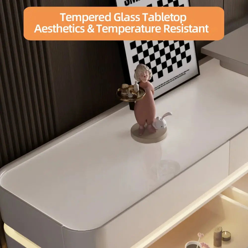360° Rotating LED Makeup Vanity Desk with 6 Drawers and Modern Design- OUCH CART | Dressing table