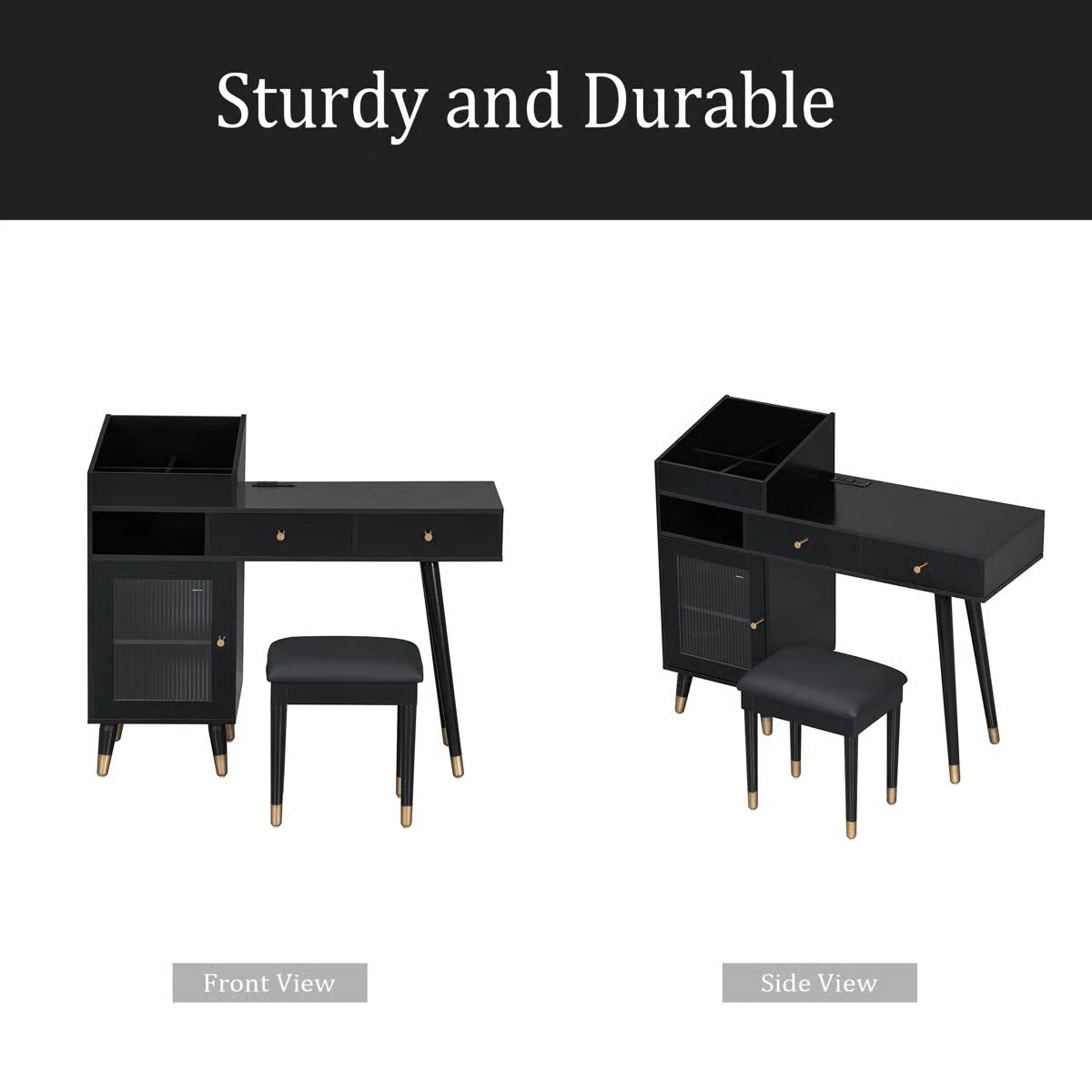 Modern Wooden Makeup Vanity Desk with Drawers – Compact Bedroom Vanity-OUCH CART |Dressing table