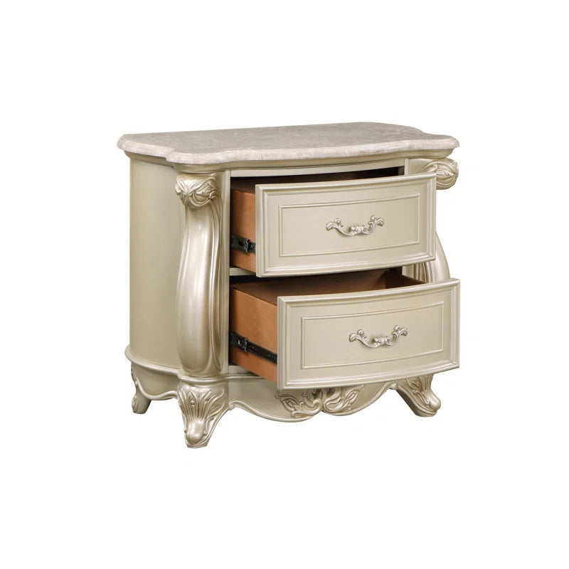 Monique 2-Drawer Solid Wood Nightstand OUCH CART
