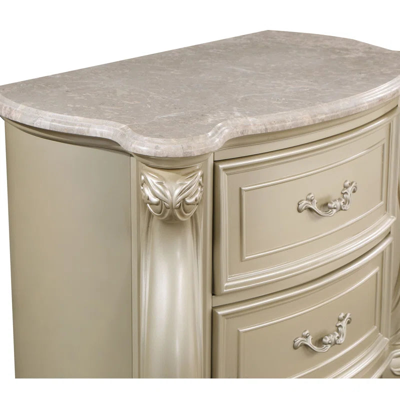 Monique 2-Drawer Solid Wood Nightstand OUCH CART