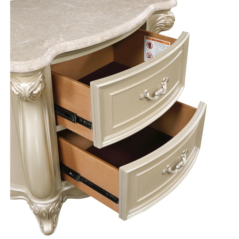 Monique 2-Drawer Solid Wood Nightstand - OUCHCART | Nightstand