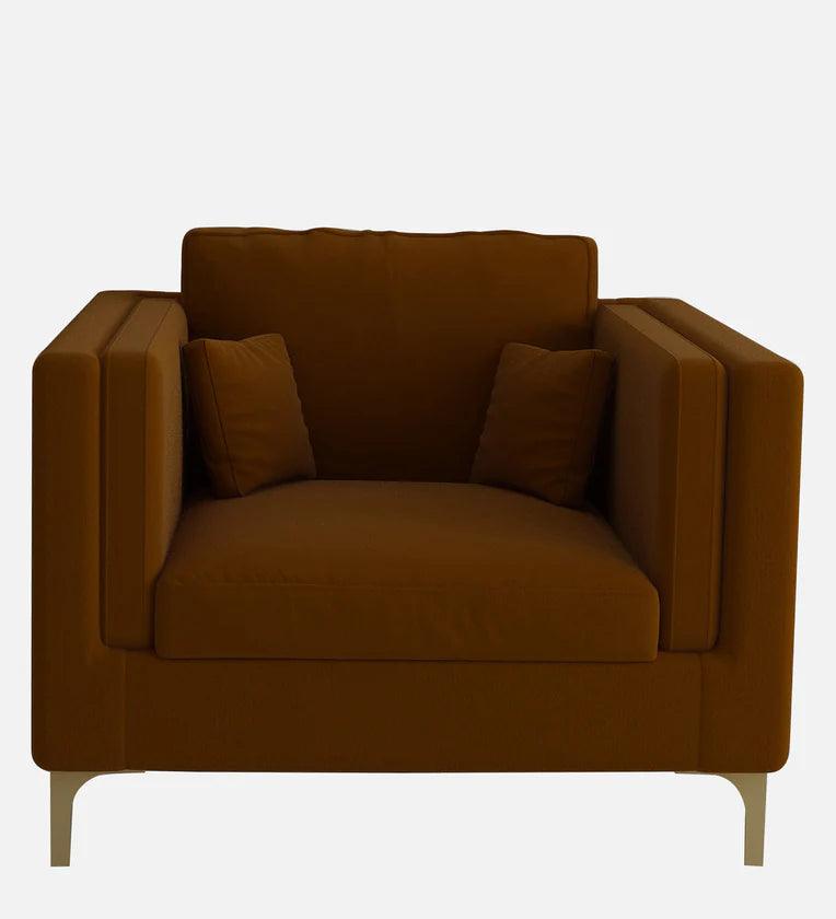 Velvet 1 Seater Sofa in Coffee Colour - Ouch Cart