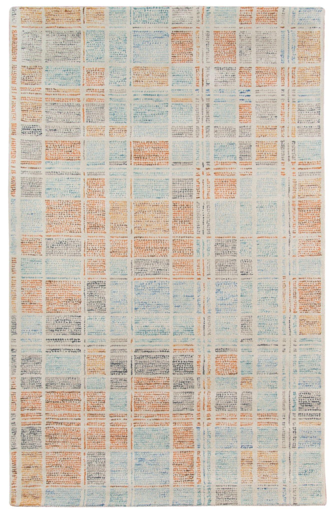 Aqua Blue Wool Vector 5x8 Feet Hand-Tufted Carpet - Rug - Ouch Cart