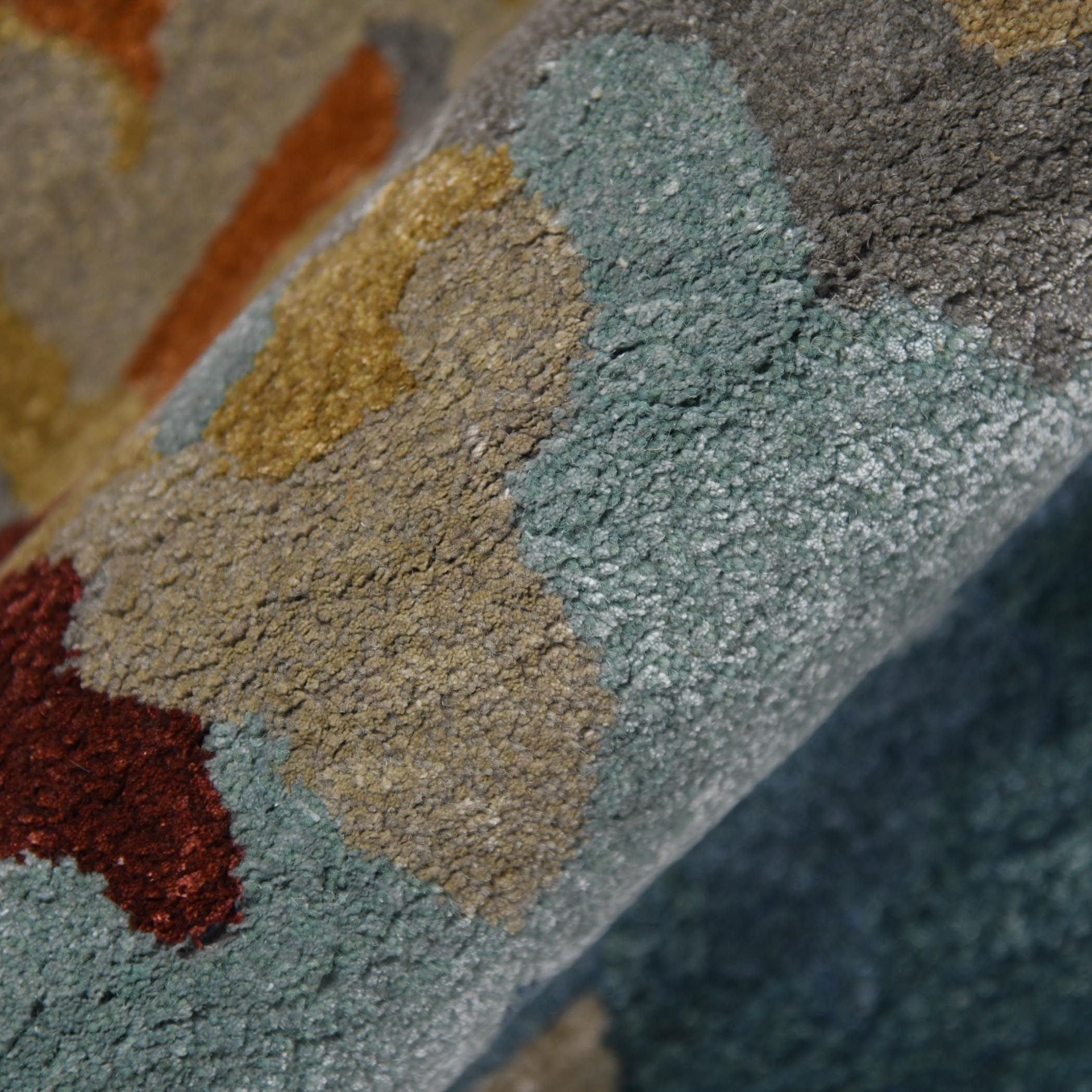 Orange Wool & Viscose Dream Scape 4x6 Feet Hand-Tufted Carpet - Rug - Ouch Cart