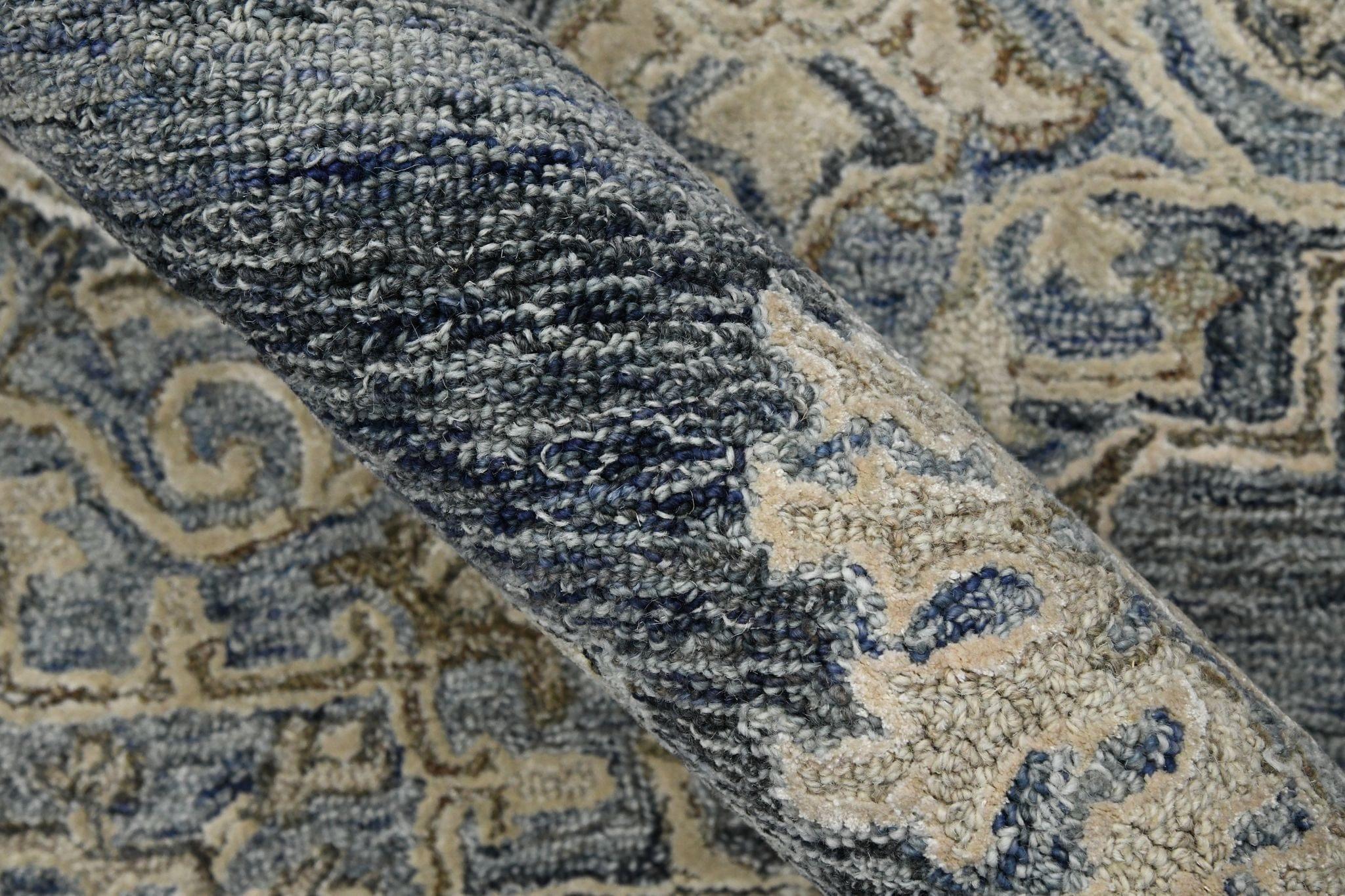 Denim-Gray Wool & Viscose Vestige 8X10 Feet Hand-Tufted Carpet - Rug - Ouch Cart