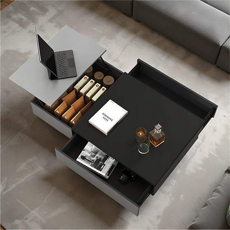 Lift Top Coffee Table with Hidden Storage Compartment and Drawers