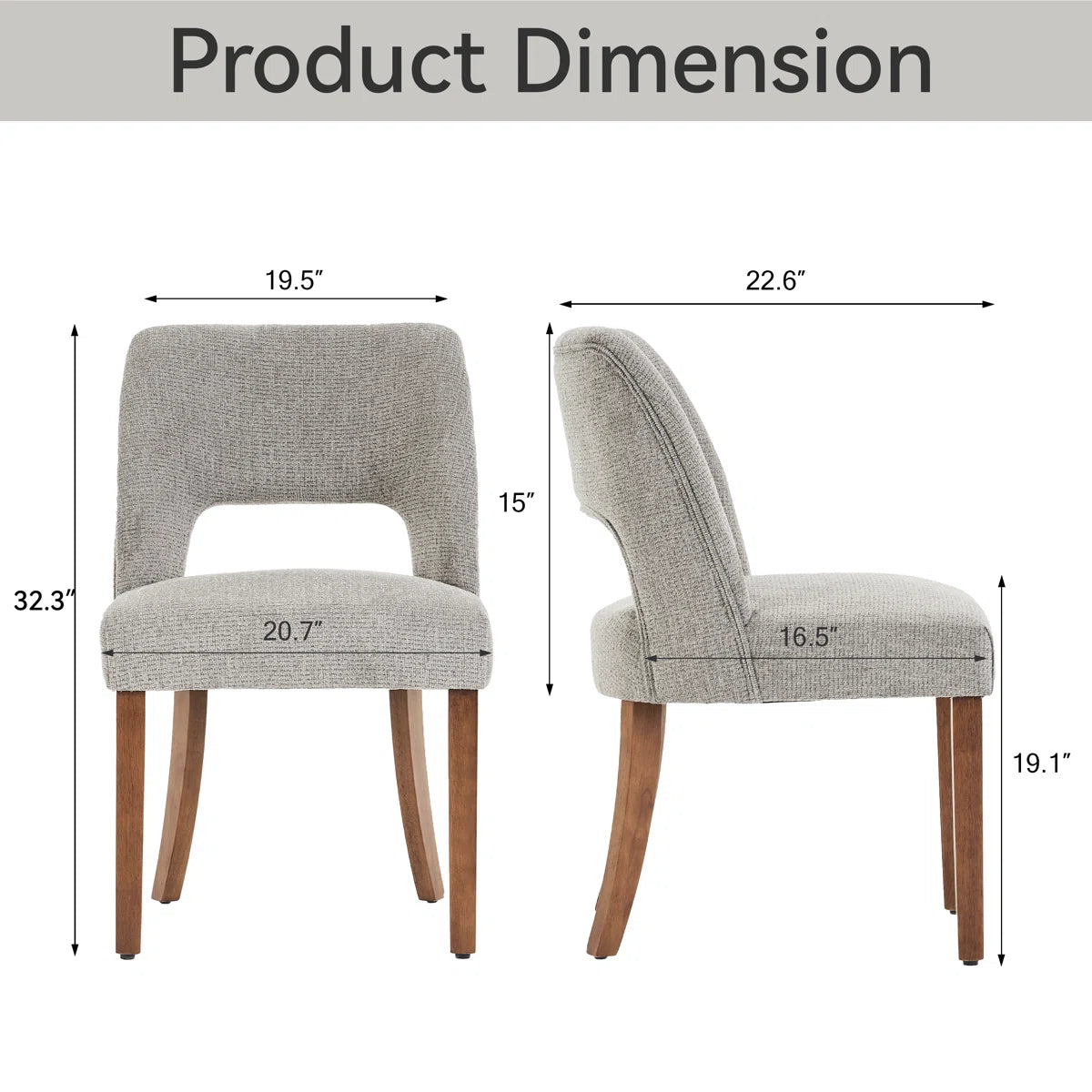 Modern Back Side Dining Chairs, Set of 2