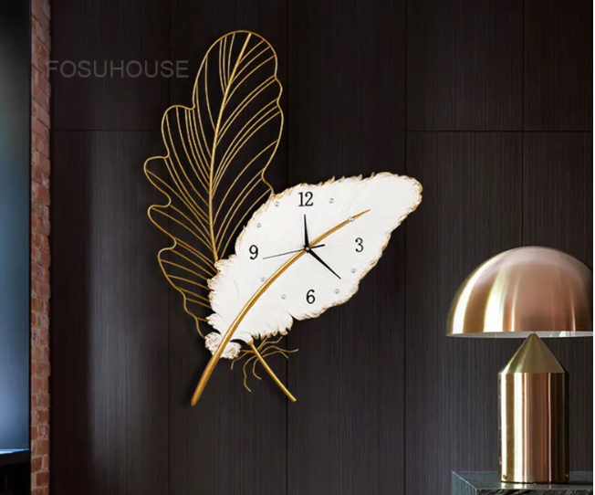 White Leaf Clock N.R.HOMESDECOR
