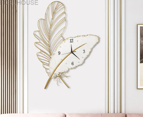 White Leaf Clock N.R.HOMESDECOR