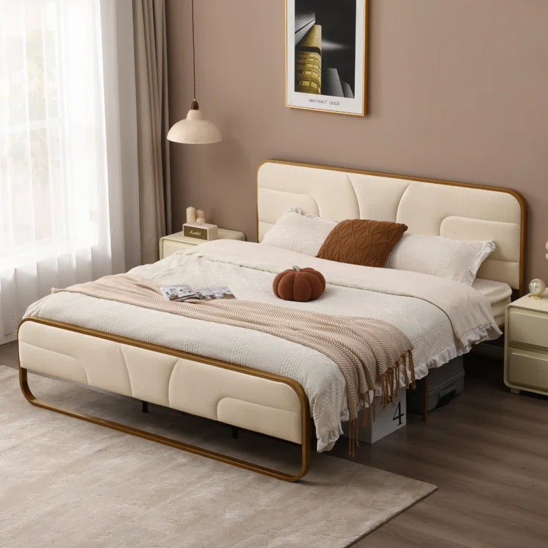 The Nelsie Upholstered Platform Bed with Velvet Tufted Headboard for a Stylish, Serene Bedroom Ouch Cart