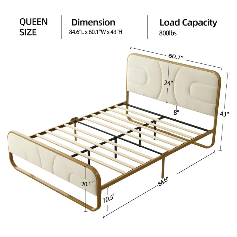 The Nelsie Upholstered Platform Bed with Velvet Tufted Headboard for a Stylish, Serene Bedroom Ouch Cart