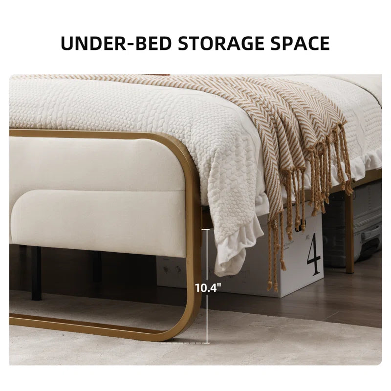 The Nelsie Upholstered Platform Bed with Velvet Tufted Headboard for a Stylish, Serene Bedroom Ouch Cart
