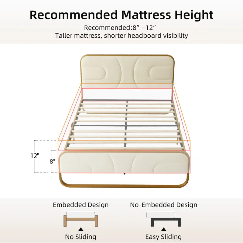 The Nelsie Upholstered Platform Bed with Velvet Tufted Headboard for a Stylish, Serene Bedroom Ouch Cart