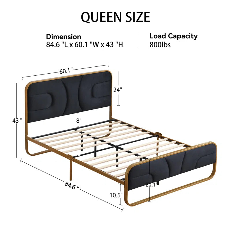 The Nelsie Upholstered Platform Bed with Velvet Tufted Headboard for a Stylish, Serene Bedroom Ouch Cart