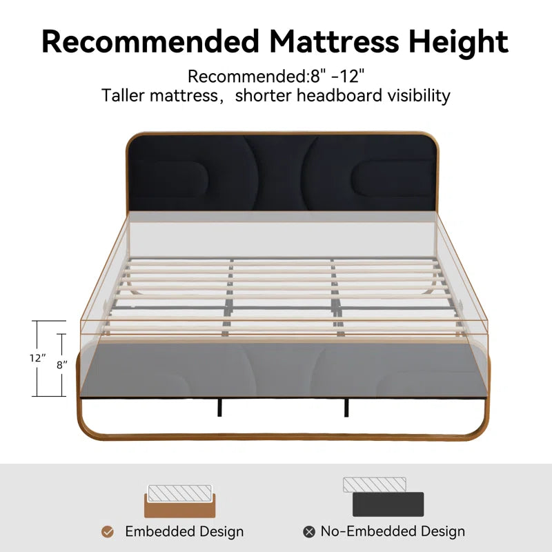The Nelsie Upholstered Platform Bed with Velvet Tufted Headboard for a Stylish, Serene Bedroom Ouch Cart