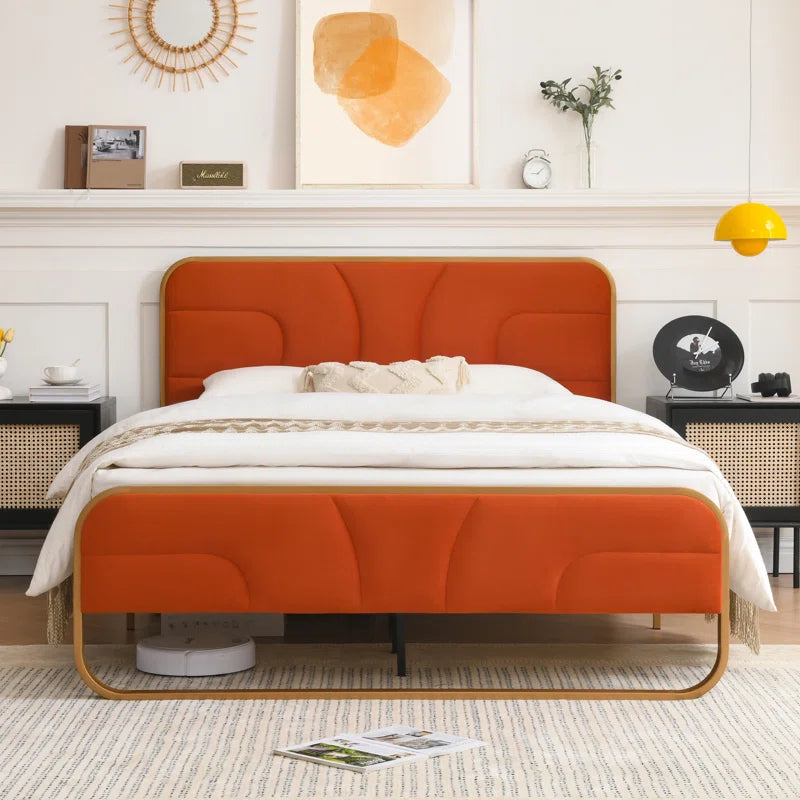 The Nelsie Upholstered Platform Bed with Velvet Tufted Headboard for a Stylish, Serene Bedroom Ouch Cart