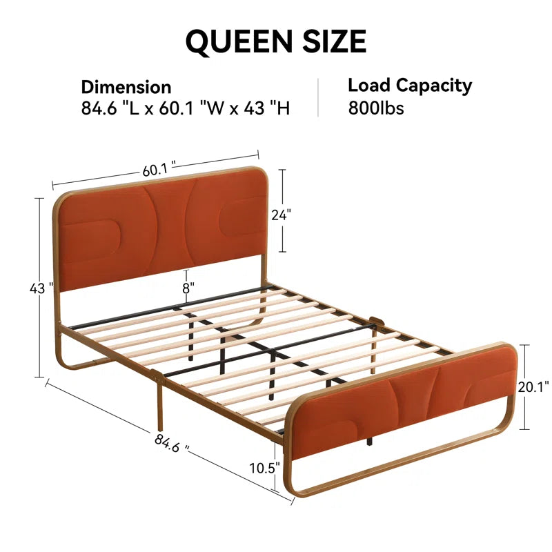 The Nelsie Upholstered Platform Bed with Velvet Tufted Headboard for a Stylish, Serene Bedroom Ouch Cart