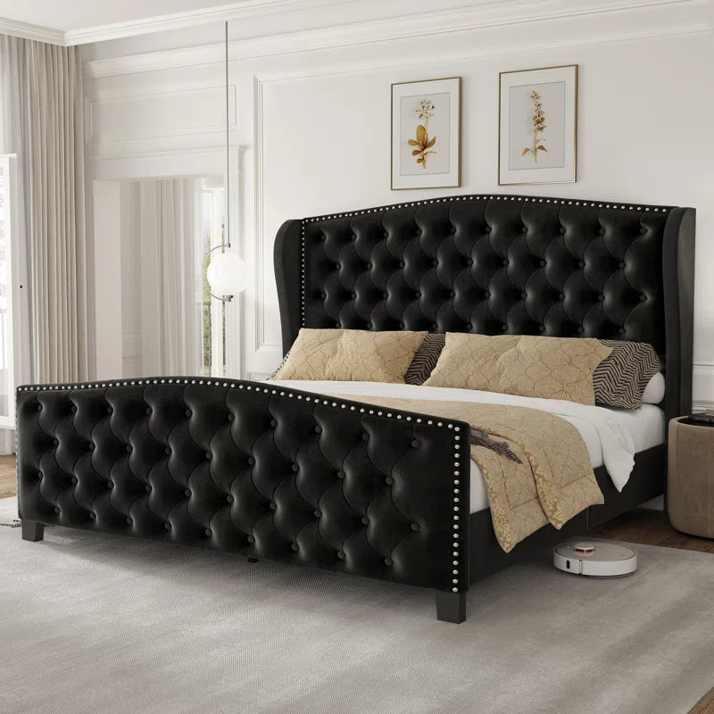 Nikkoli Upholstered Wingback Bed OUCH CART