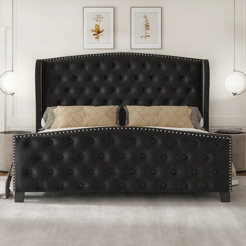 Nikkoli Upholstered Wingback Bed