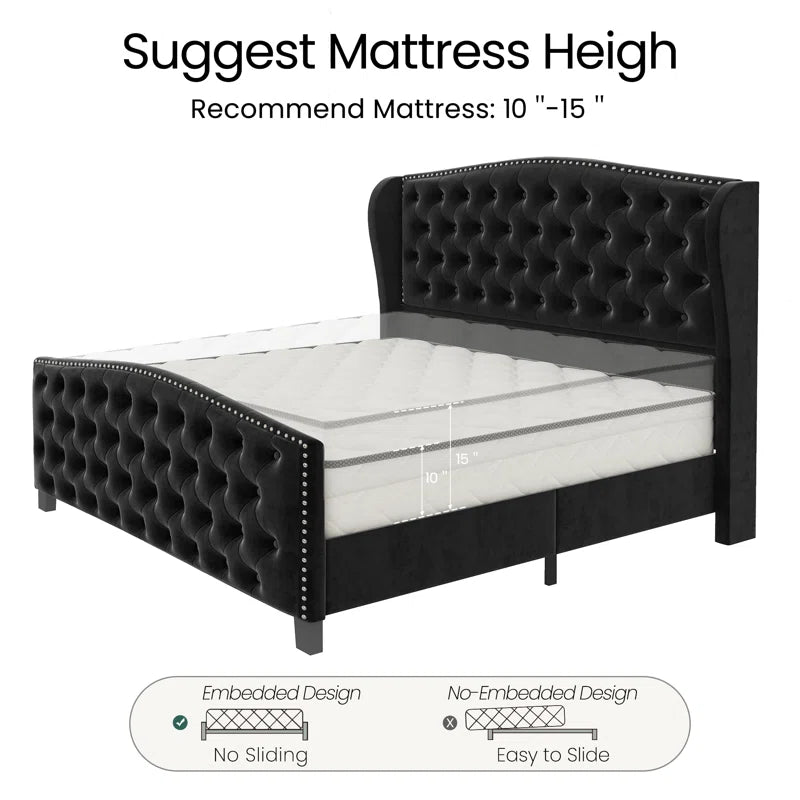 Nikkoli Upholstered Wingback Bed