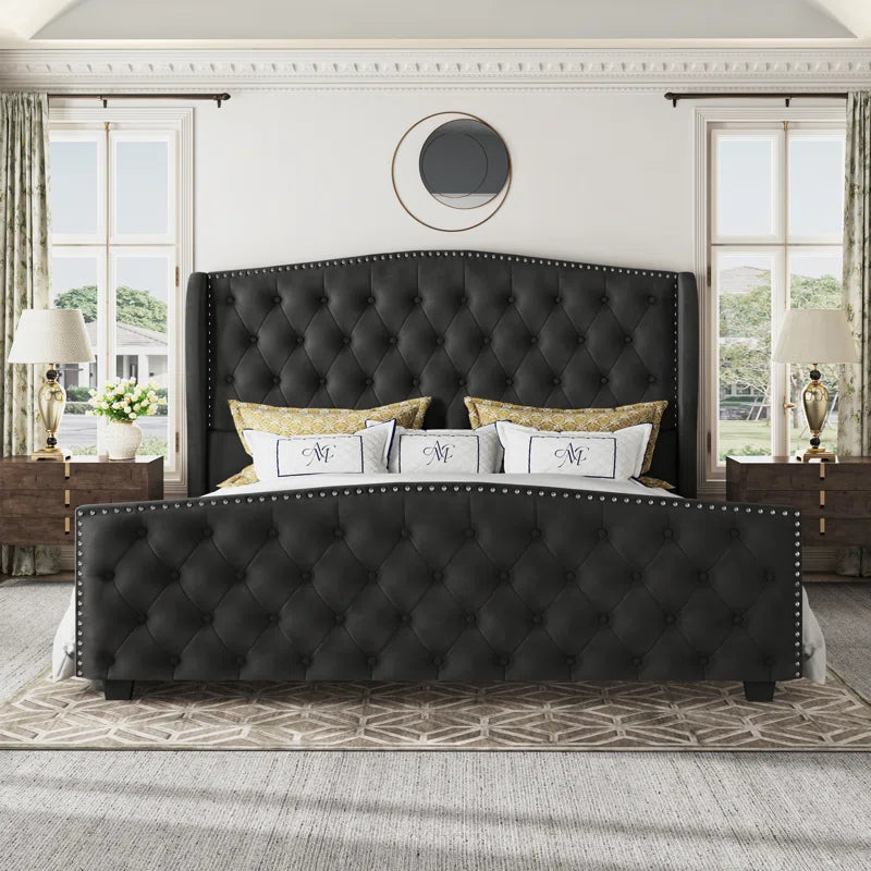 Nikkoli Upholstered Wingback Bed