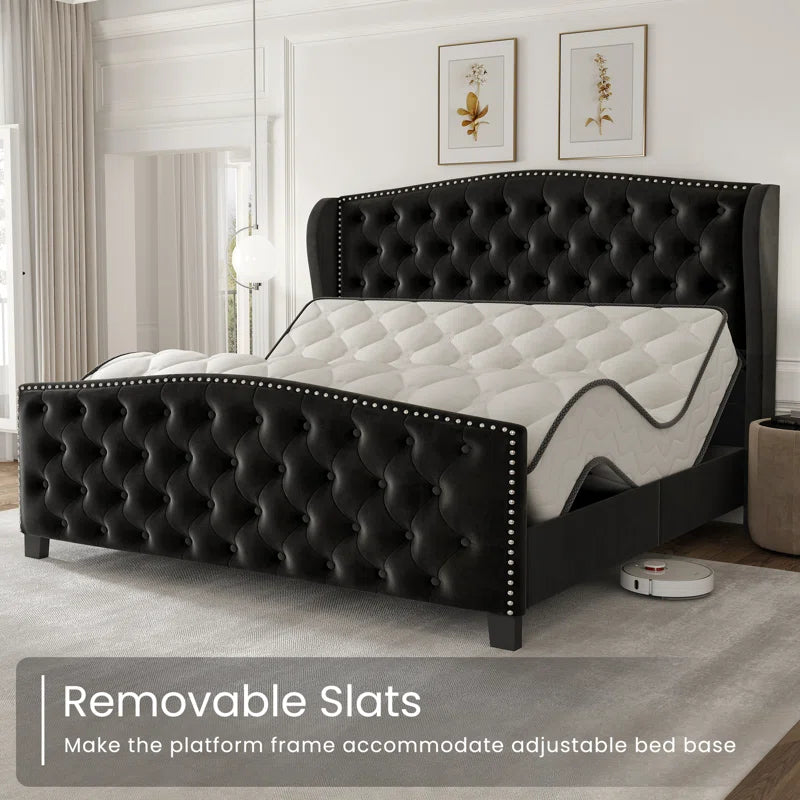 Nikkoli Upholstered Wingback Bed